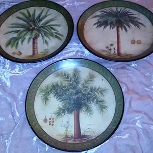 3 Decorative Palm tree plates